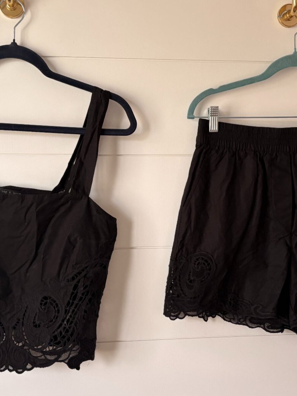 Two Piece Black Rag & Bone Set - Shorts and Tank Lace SIZE S